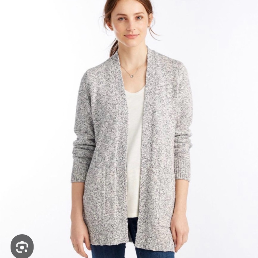 LL Bean Women’s Cotton Ragg Open Cardigan Natural